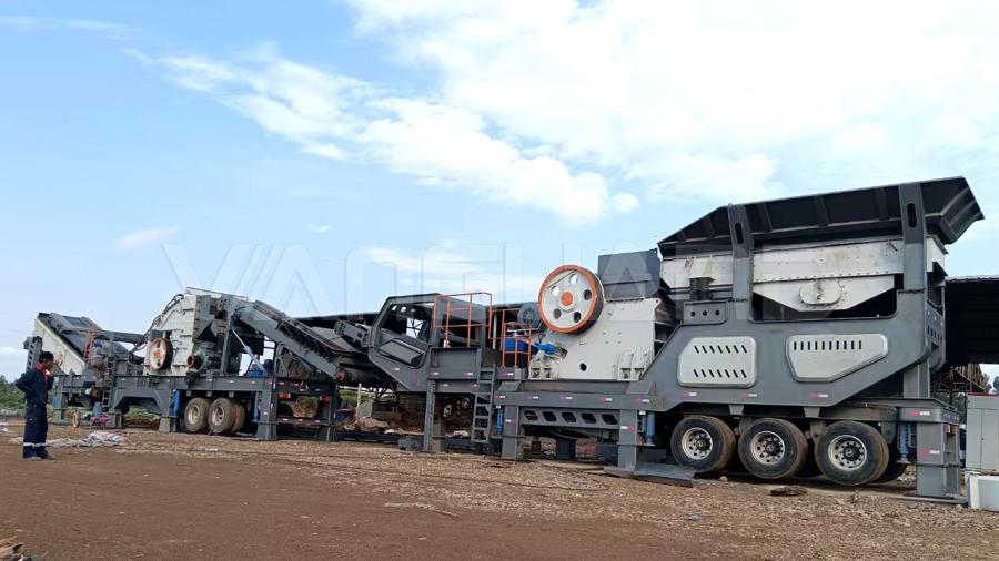 Tire type mobile stone crusher, mobile stone crusher, Vanguard Machinery